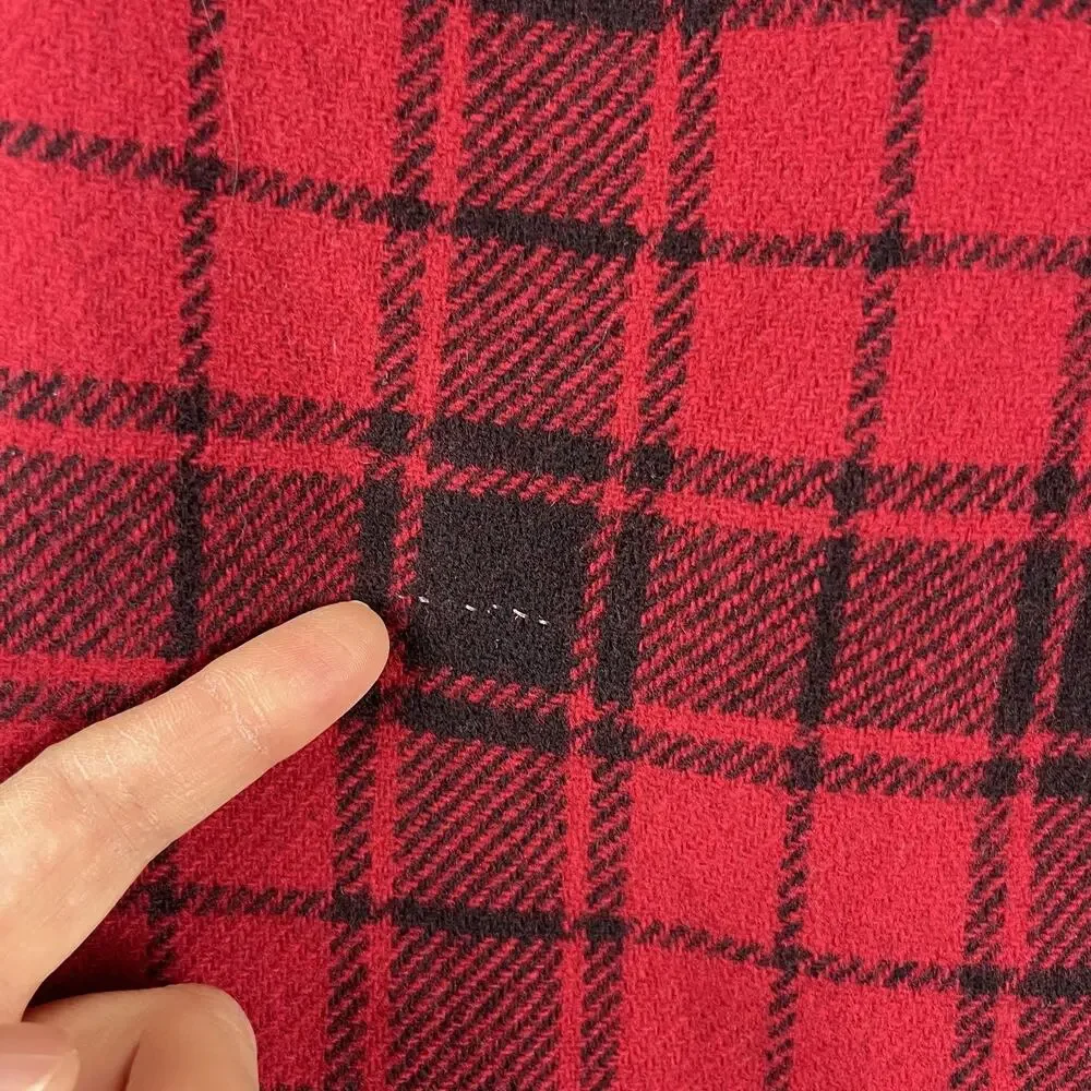 Vintage‎ Breeches Wool Blend Wrap Skirt Womens 12 Red Plaid Fringe Holiday USA